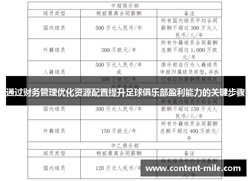通过财务管理优化资源配置提升足球俱乐部盈利能力的关键步骤 通过财务管理优化资源配置提升足球俱乐部盈利能力的关键步骤