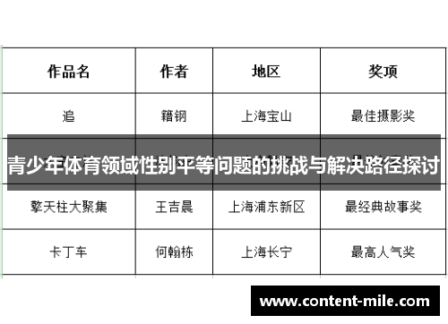 青少年体育领域性别平等问题的挑战与解决路径探讨